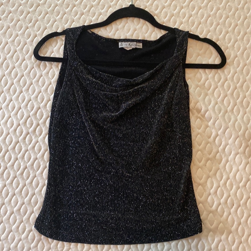 Y2K Self Esteem, glitter, flowy neck top.